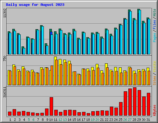 Daily usage for August 2023