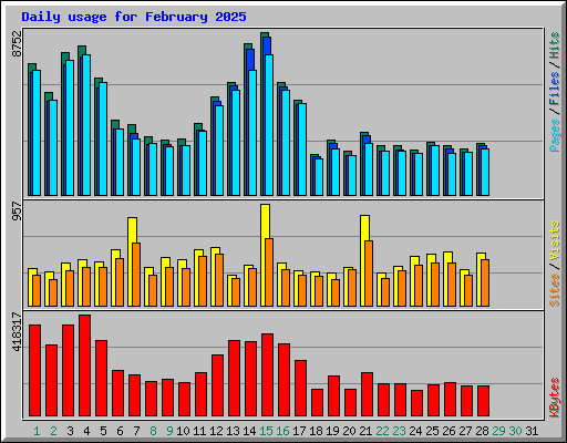 Daily usage for February 2025