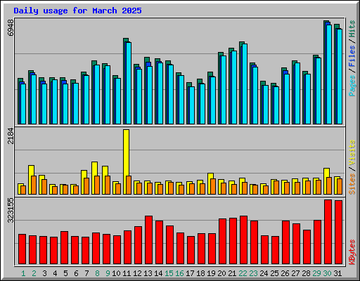 Daily usage for March 2025