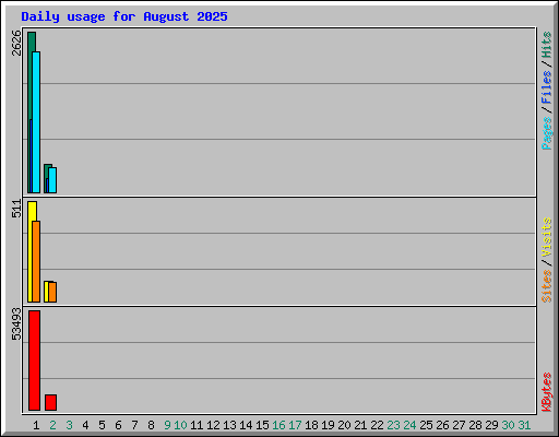 Daily usage for August 2025